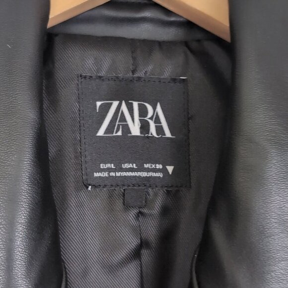 Zara Black Leather Blazer Blazers & Suit Jackets - Picture 8 of 9